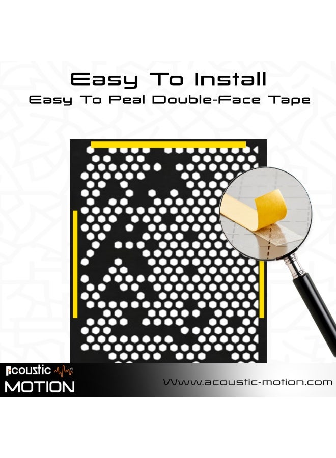 أكويستك موشان لوحات ديكور فنية جدارية خشبية من ACOUSTIC MOTION®، تصميم ECHO SCATTER مع شريط لاصق مزدوج الوجه، معلق على الحائط باللون الأسود الحديث للمنزل وغرفة المعيشة وغرفة النوم والمكتب والفندق، 25 × 50 × 0.5 سم، مجموعة مكونة من 4 قطع - Image 2
